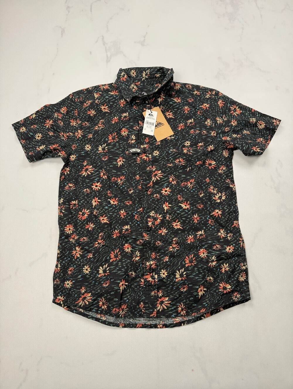 Quiksilver Future Hippie SS Youth Button-Up Shirt Black 2010s Indie - Boys M NWT